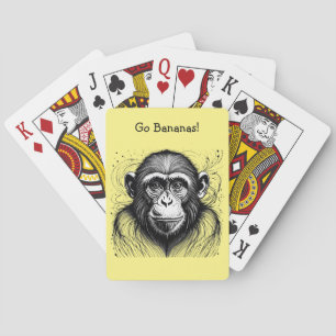 Funny Monkey Zwart Wit Ink Gepersonaliseerd Pokerkaarten