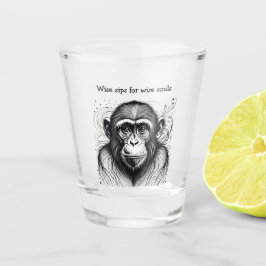 Funny Monkey Zwart Wit Ink Gepersonaliseerd Shot Glas