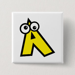 Funny Monogram Letter A Vierkante Button 5,1 Cm