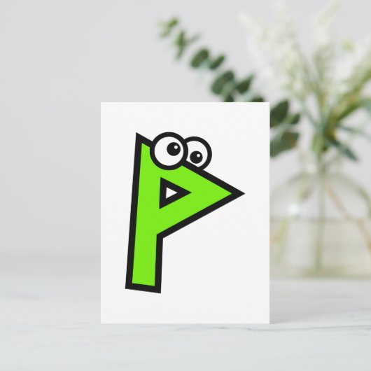 Funny Monogram Letter P Briefkaart (Staand voorkant)