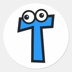 Funny Monogram Letter T Ronde Sticker