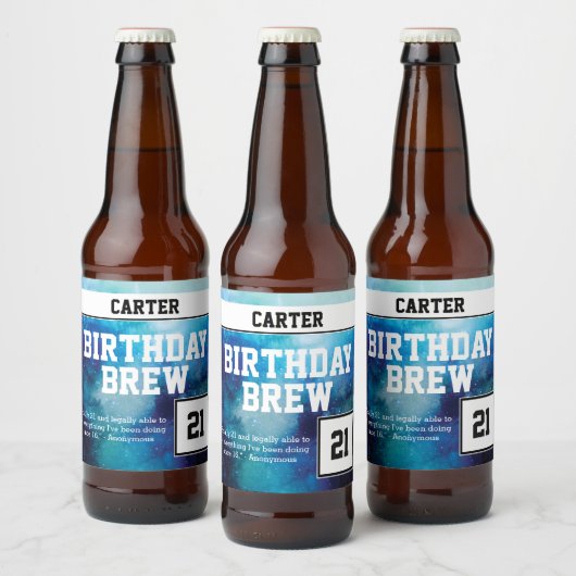Funny Monogrammed 21 Happy Birthday Bier Etiket (Flessen)