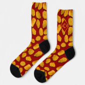 Funny Monogrammed Chicken Nugget Pattern Gag Gift Sokken (Links)