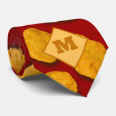 Funny Monogrammed Chicken Nugget Pattern Gag Gift Stropdas (Opgerold)