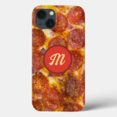 Funny Monogrammed Pepperoni Pizza Pattern Gag Gift Case-Mate iPhone Case (Achterkant)