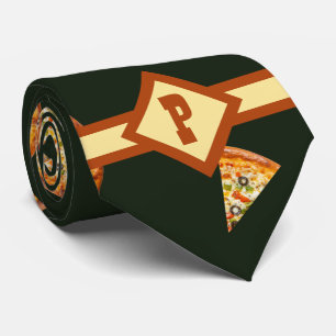 Funny Monogrammed Pizza Pattern Gag Gift Stropdas