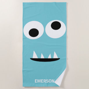 Funny Monster Face Kinder Gepersonaliseerd Licht B Strandlaken