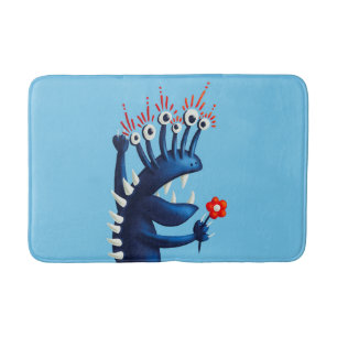Funny Monster Flower Blue Kinder Badmat