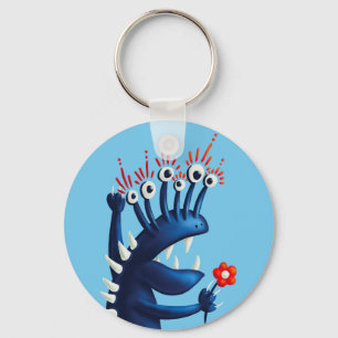 Funny Monster Flower Blue Kinder Sleutelhanger