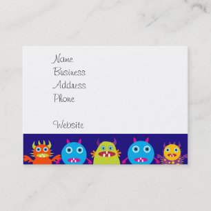 Funny Monster Party Cute Cute Creats on Blue Visitekaartje