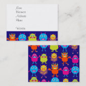 Funny Monster Party Cute Cute Creats on Blue Visitekaartje (Voorkant / Achterkant)