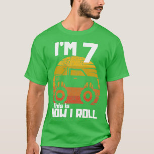 Funny Monster Trucks 7th Birthday Party Gift Seven T-shirt