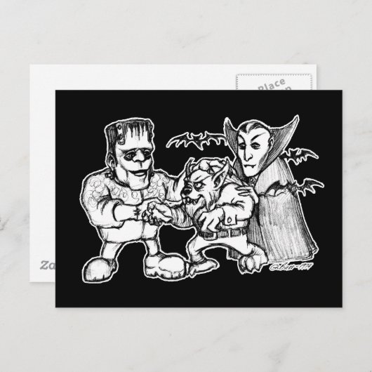 Funny Monsters Briefkaart (Voorkant / Achterkant)