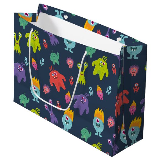 Funny monsters Gift Bag Groot Cadeauzakje (Voorkant Gekanteld)