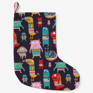 Funny monsters naadloos patroon kleine kerstsok