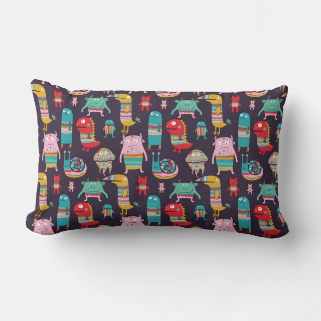 Funny monsters naadloos patroon kussen (Voorkant)