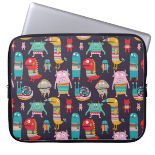 Funny monsters naadloos patroon laptop sleeve