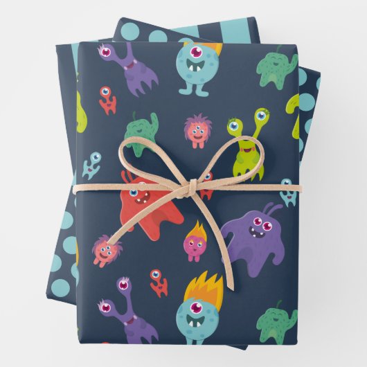 Funny Monsters Wrapping Paper Set (In situ)