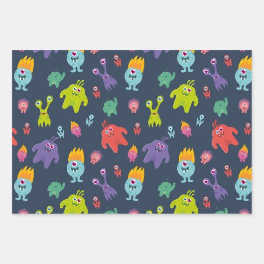 Funny Monsters Wrapping Paper Set (Voorkant)