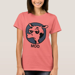 FUNNY MOO COW GRAPHIC RINGER T-SHIRT
