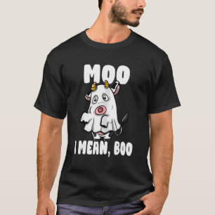 Funny Moo Ik bedoel Boo Ghost Koe Spooky Boerderij T-shirt