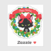 Funny Moody kerstkat Sticker (Vel)