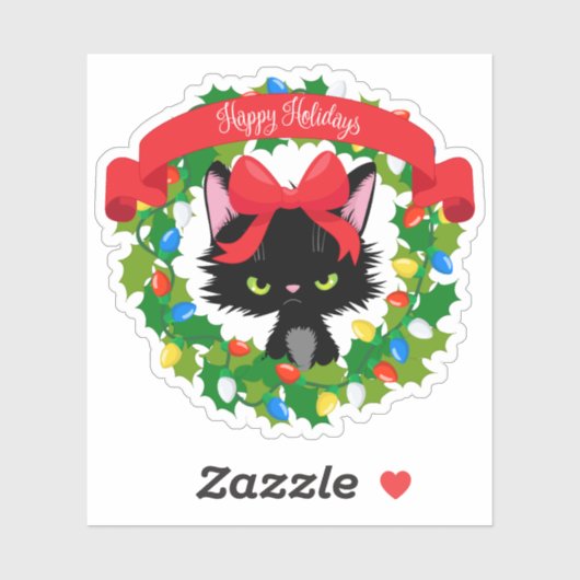 Funny Moody kerstkat Sticker (Vel)