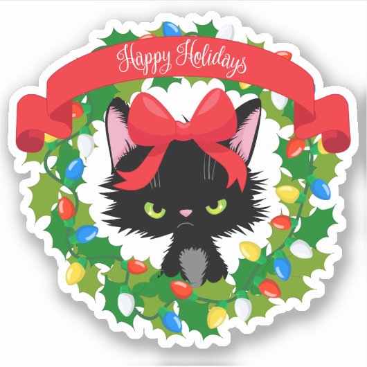 Funny Moody kerstkat Sticker (Voorkant)
