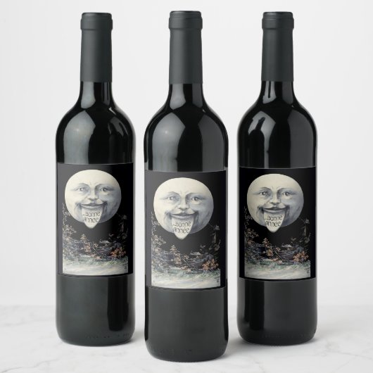 Funny  Moon New Years Mousserende wijnlabels Wijn Etiket (Flessen)