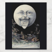 Funny  Moon New Years Mousserende wijnlabels Wijn Etiket (Enkel label)