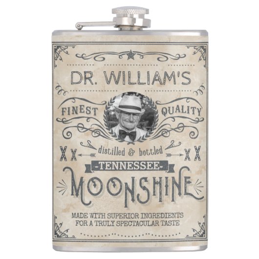 Funny Moonshine Hillbilly Medicine Custom Heupfles (Voorkant)