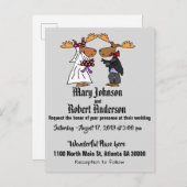 Funny Moose Bride en Groom Wedding Invitation Uitnodiging Briefkaart (Voorkant / Achterkant)