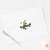 Funny Moose Canoeing Cartoon Ronde Sticker (Envelop)
