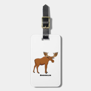 Funny moose cartoon illustratie bagagelabel