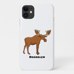 Funny moose cartoon illustratie iPhone 11 hoesje