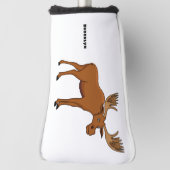 Funny moose cartoon illustratie golfheadcover (Draai 90)