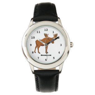 Funny moose cartoon illustratie horloge