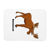 Funny moose cartoon illustratie magneet (Horizontaal)