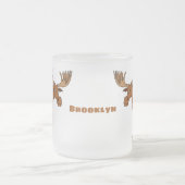 Funny moose cartoon illustratie matglas koffiemok (Center)