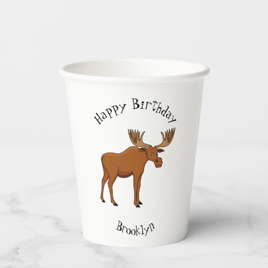 Funny moose cartoon illustratie papieren bekers (Achterkant)