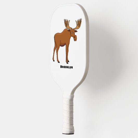 Funny moose cartoon illustratie pickleball paddle (Links)