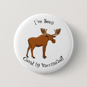 Funny moose cartoon illustratie ronde button 5,7 cm