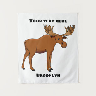 Funny moose cartoon illustratie wandkleed