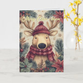 Funny Moose Christmas Kaart (Gele Bloem)