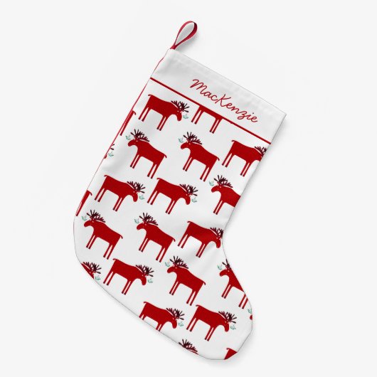 Funny Moose Custom Name Kleine Kerstsok (Voorkant (Hangend))