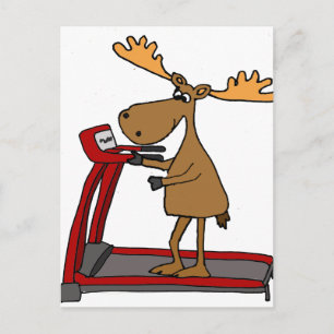 Funny Moose Exercising op de Cartoon van de papier Briefkaart
