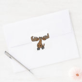 Funny Moose Head Cartoon Vierkante Sticker (Envelop)