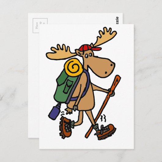 Funny Moose Hiker Briefkaart (Voorkant / Achterkant)