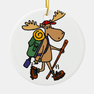 Funny Moose Hiker Keramisch Ornament