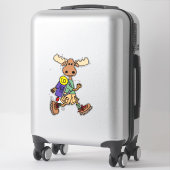 Funny Moose Hiking Cartoon Sticker (Koffer)